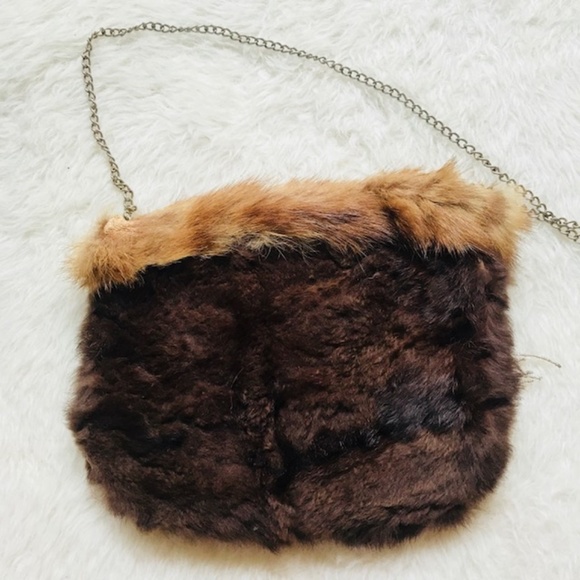 Vintage fur Purse Sequins Beading Fringe bag clutc - Picture 5 of 5